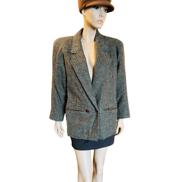 Vintage Dimitri Made in Italy Tweed BlazerSize 6 Wool 2 Buttoned Closure